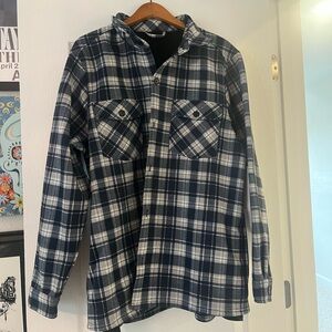 Men’s Navy Sherpa Lined Plaid Jacket size Large